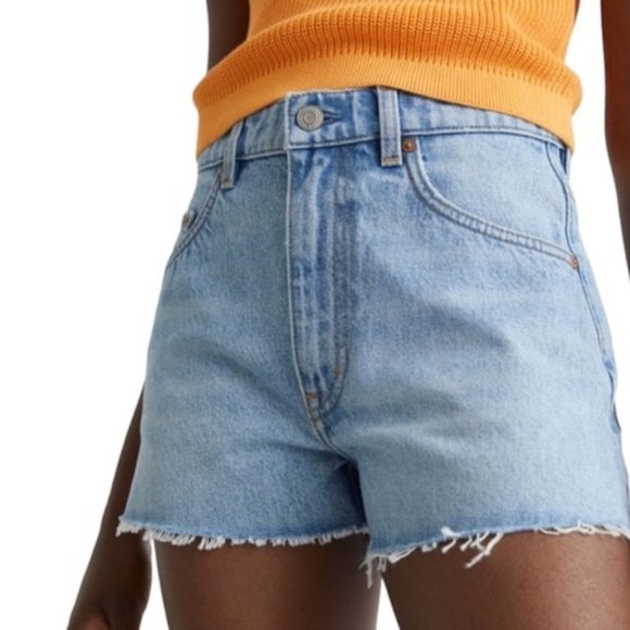 & Other Stories Pants - & Other Stories Dream Cut Light Wash Destroyed 100% Organic Cotton Jean Shorts